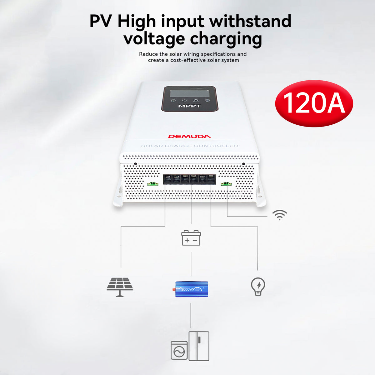 120A MPPT Solar Controller 12V-48V Photovoltaic RV Energy Storage Control System
