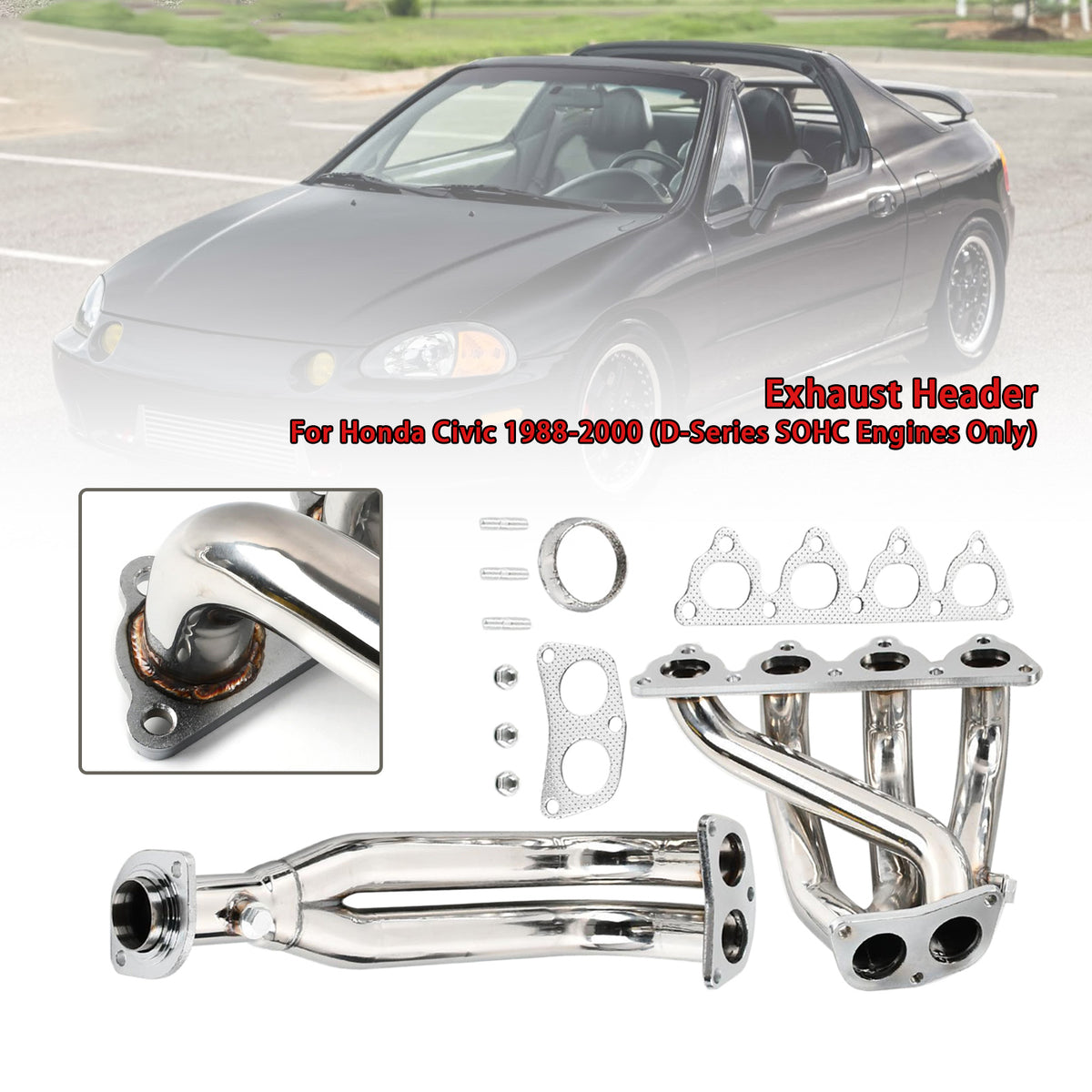 1993-1997 Honda Del Sol (D-Series SOHC Engines Only) Exhaust Manifold Headers Generic