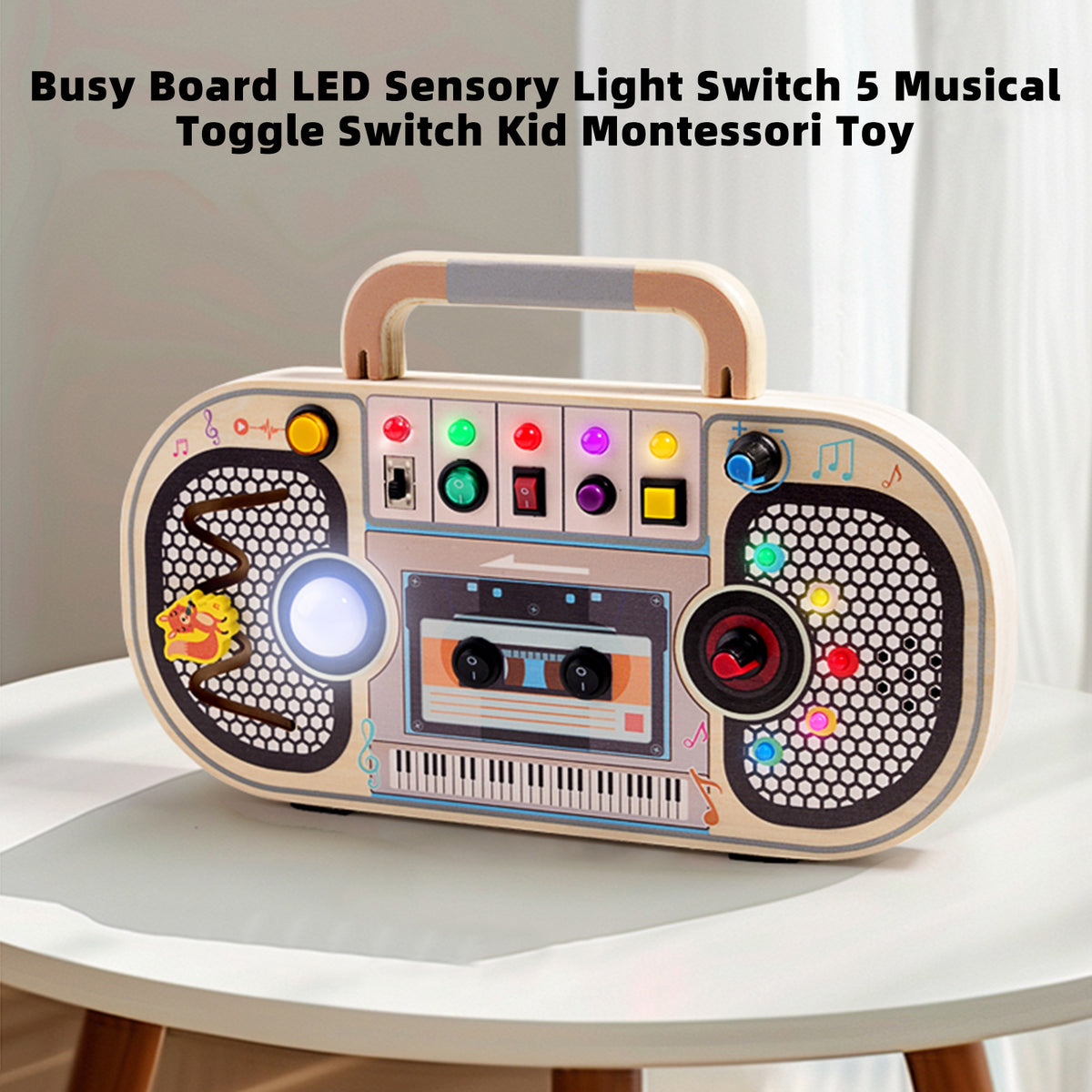 Busy Board LED Sensory Light Switch 5 Musical Toggle Switch Kid Montessori Toy