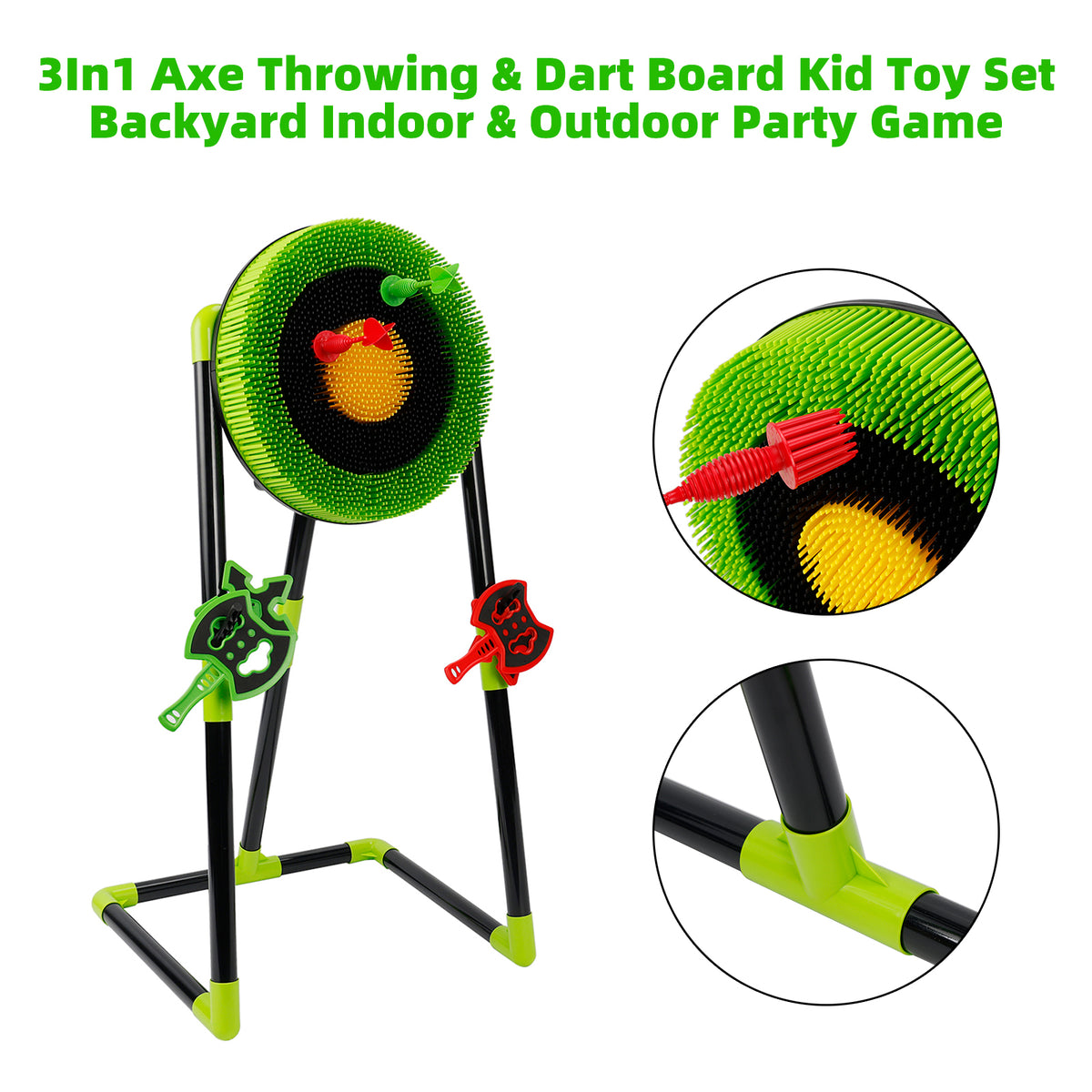 3In1 Axe Throwing & Dart Board Kid Toy Set Backyard Indoor & Outdoor Party Game