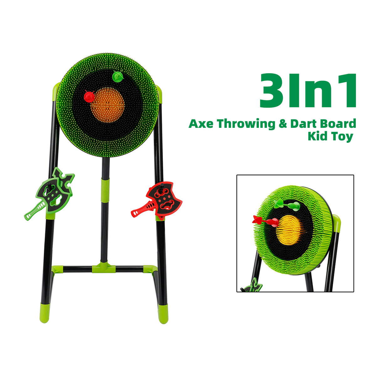 3In1 Axe Throwing & Dart Board Kid Toy Set Backyard Indoor & Outdoor Party Game