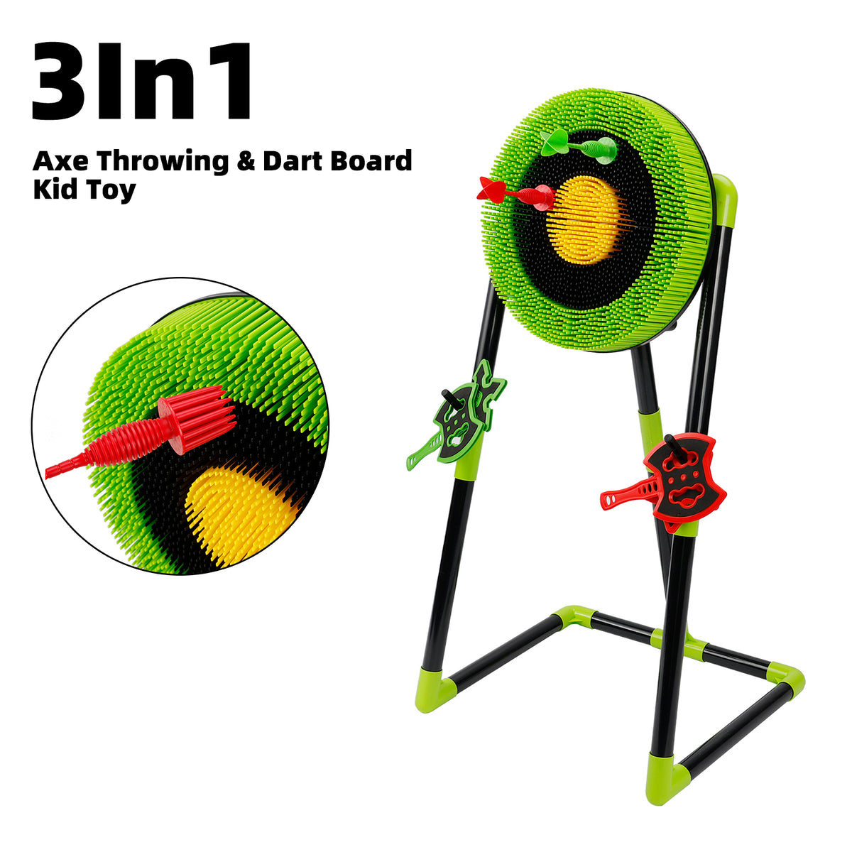 3In1 Axe Throwing & Dart Board Kid Toy Set Backyard Indoor & Outdoor Party Game