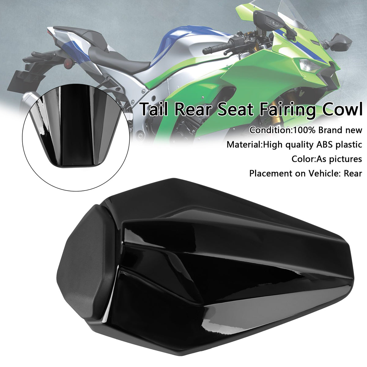 Racing Tail Rear Seat Fairing Cowl For Kawasaki ZX10R ZX-10R 2016-2025 Black