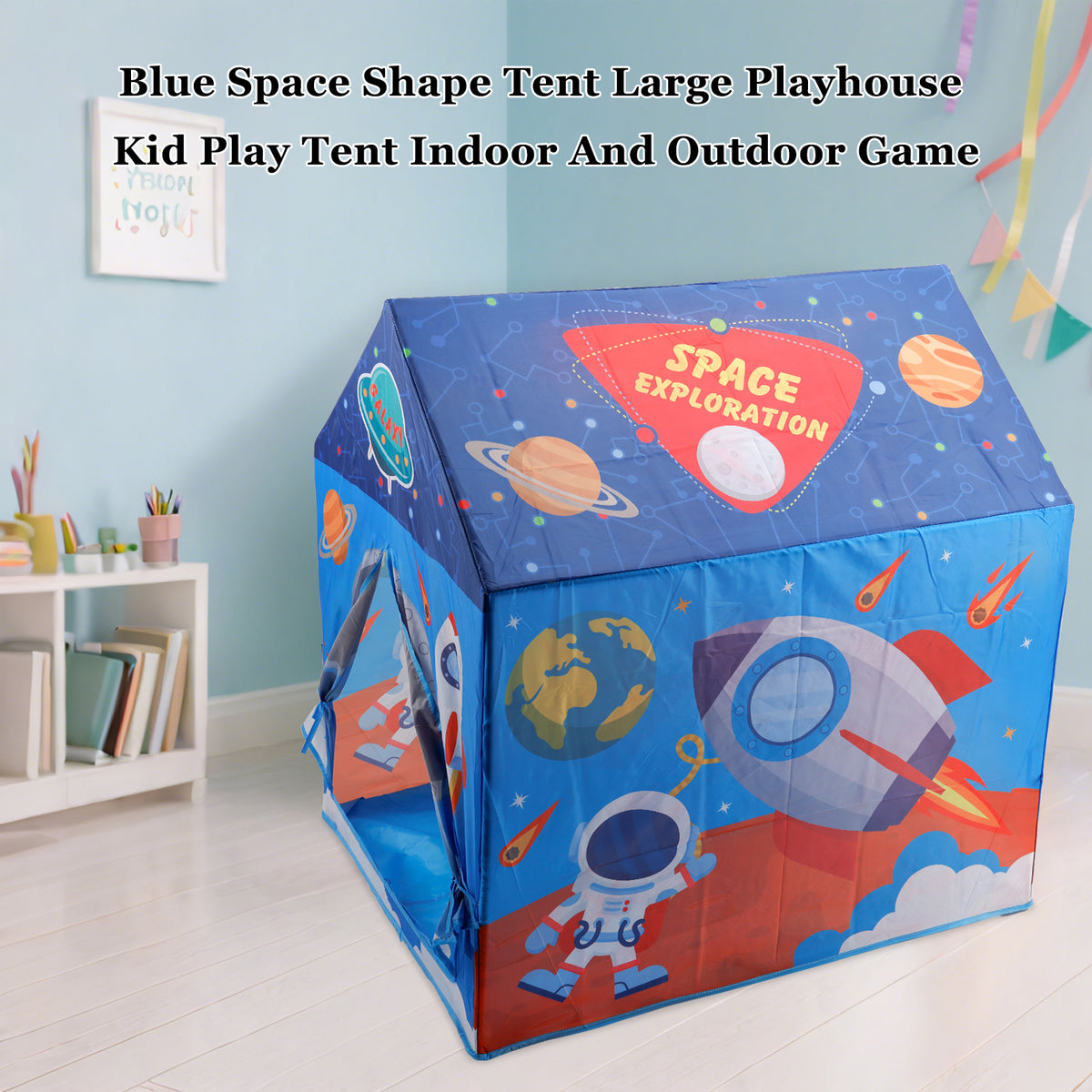 Blue Space Shape Tent Large Playhouse Kid Play Tent Indoor And Outdoor Game