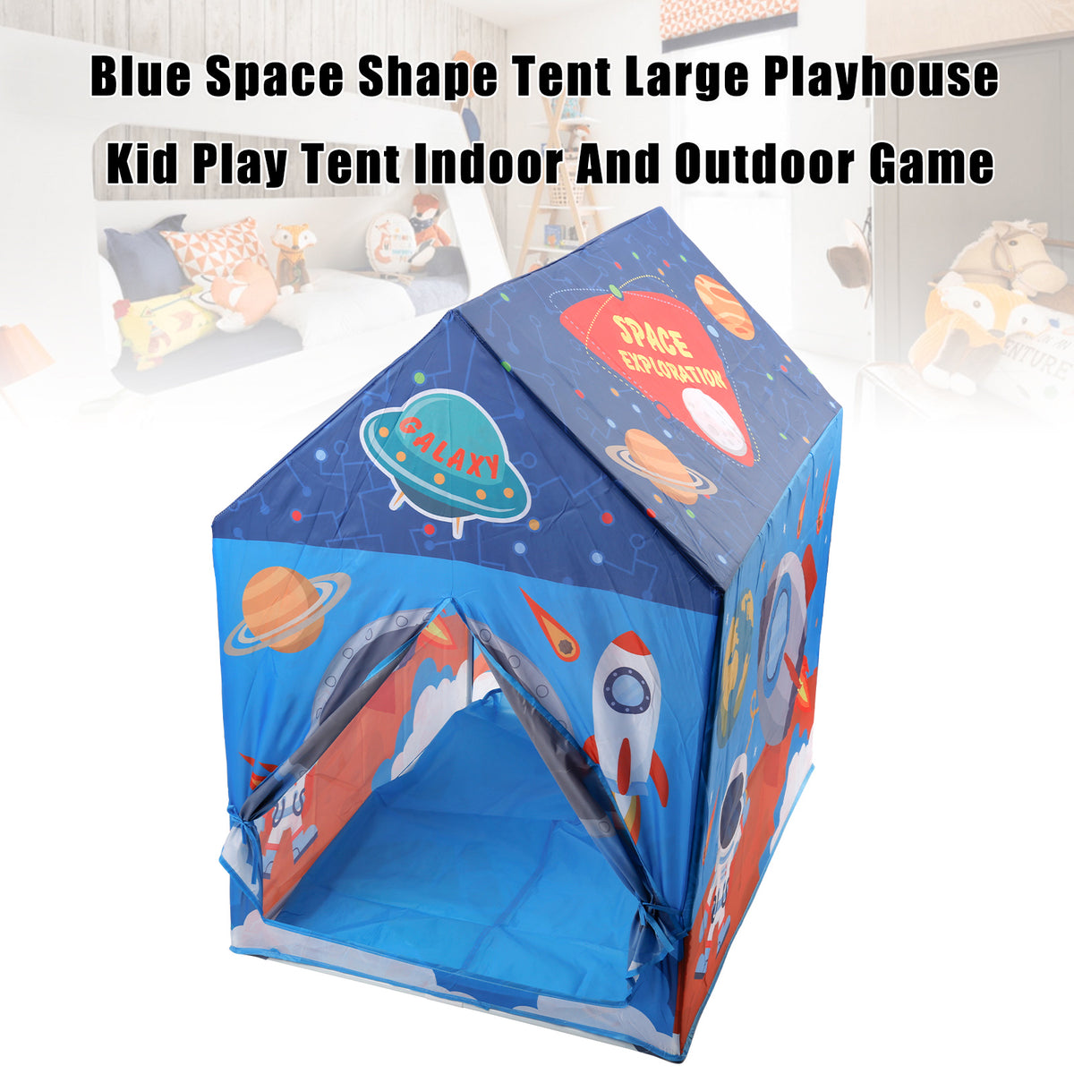Blue Space Shape Tent Large Playhouse Kid Play Tent Indoor And Outdoor Game