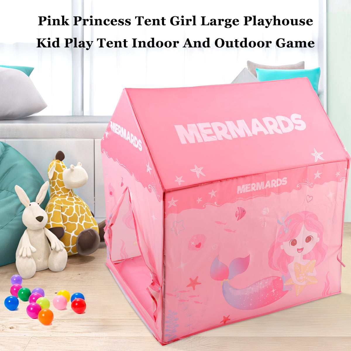 Pink Princess Tent Girl Large Playhouse Kid Play Tent Indoor And Outdoor Game