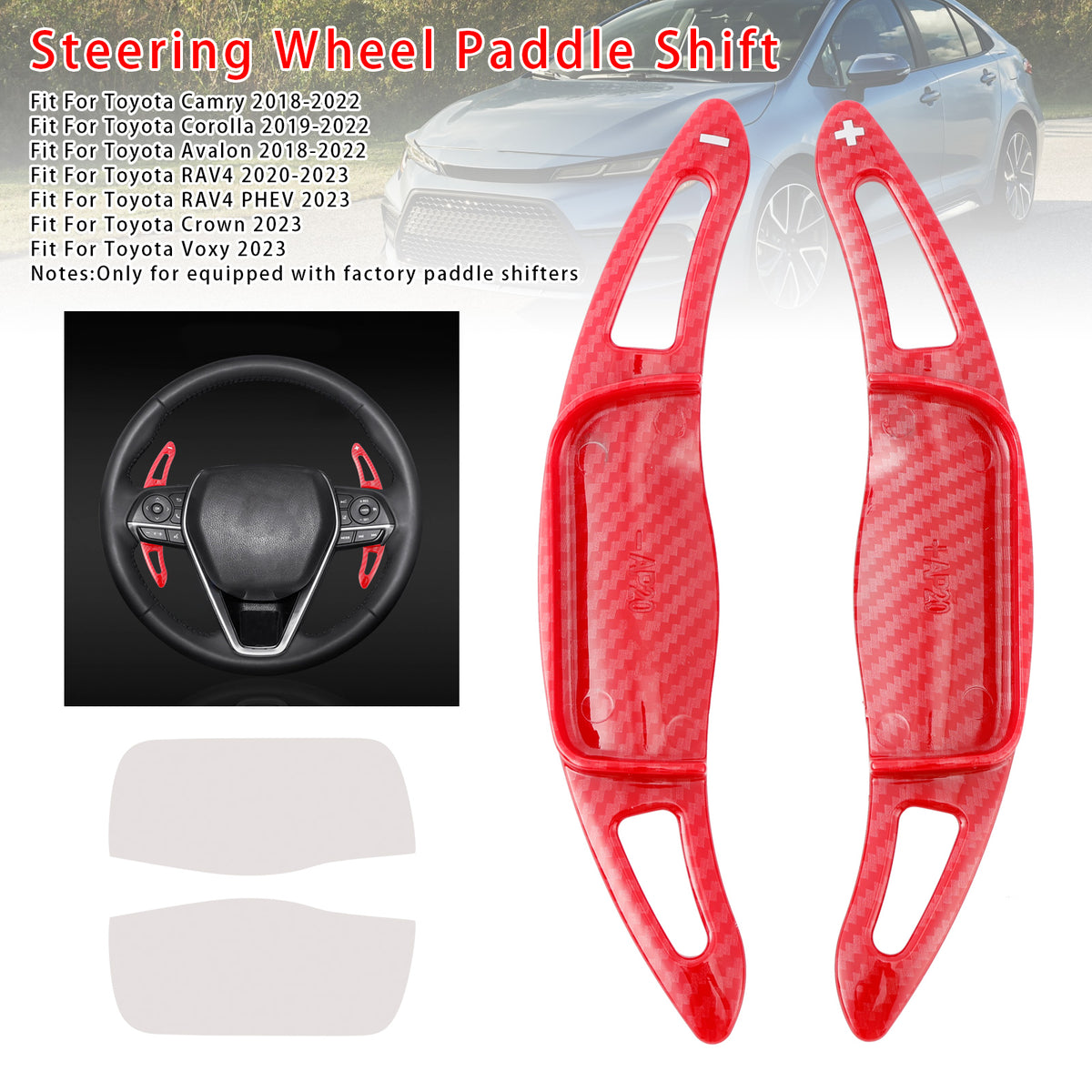 Carbon Look Steering Wheel Paddle Shifter Extension For Toyota Corolla RAV4
