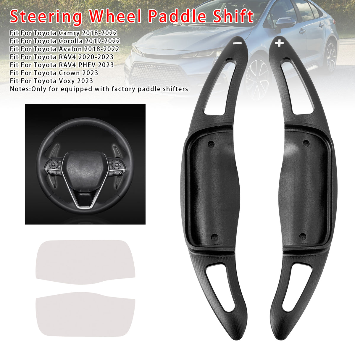Steering Wheel Paddle Shifter Extension For Toyota Corolla RAV4 Aluminium Black