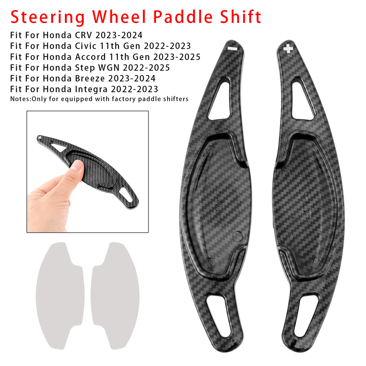 Carbon Look Steering Wheel Paddle Shifter Extension For Honda CRV Civic 11th Gen