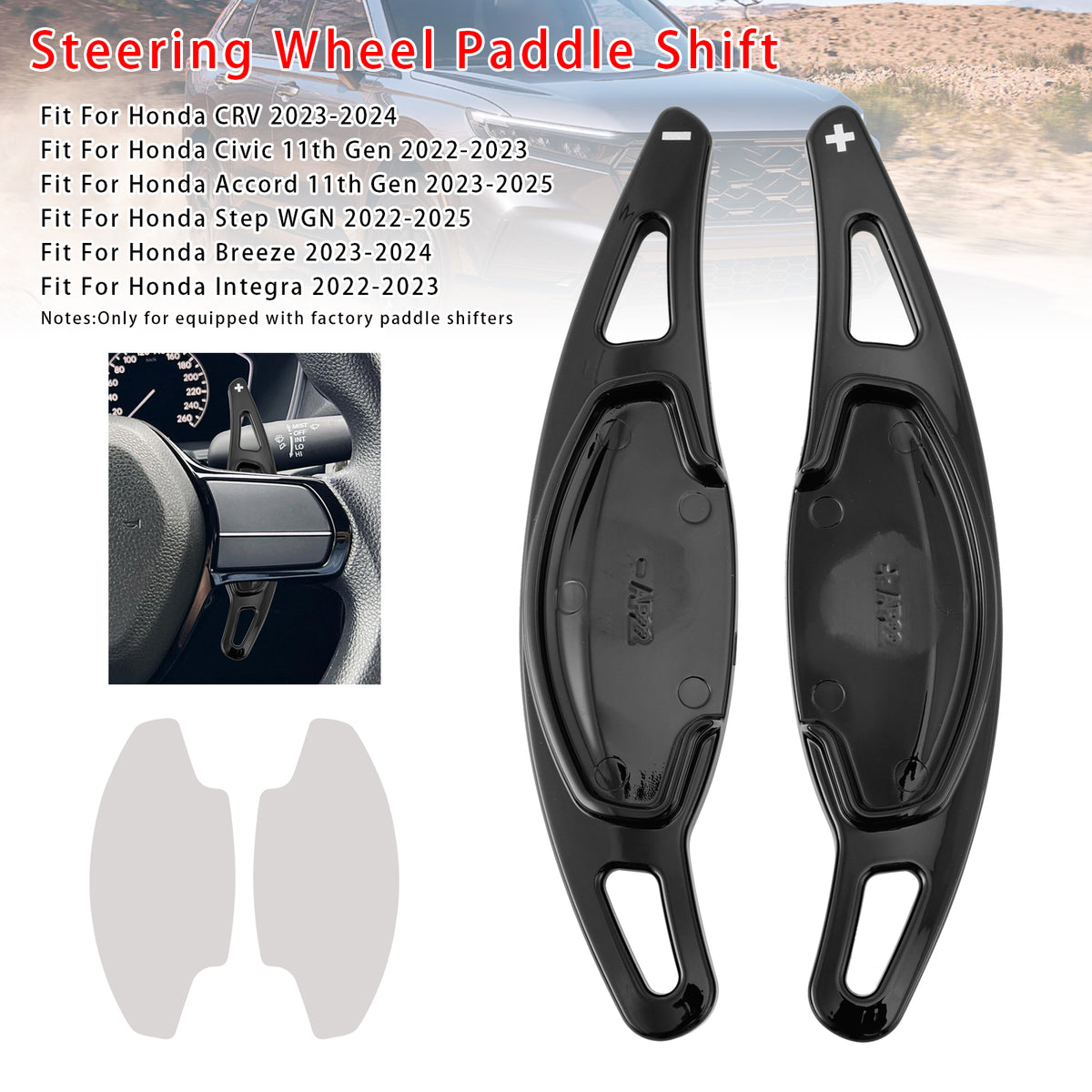Steering Wheel Paddle Shifter Extension For Honda CRV Civic 11th Gen Black