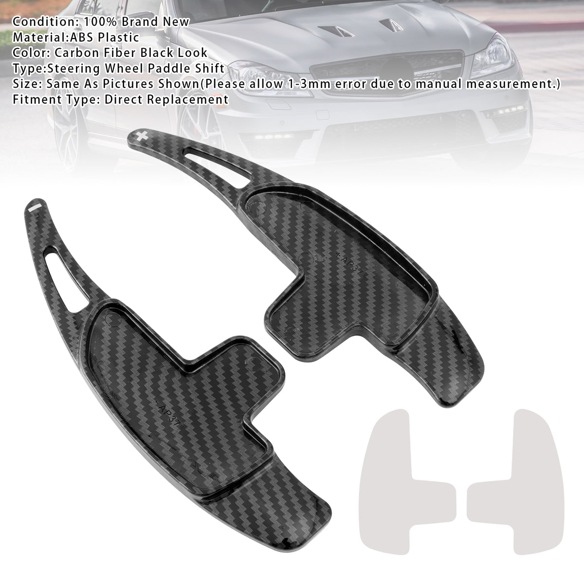 Carbon Look Steering Wheel Paddle Shifter Extension For Mercedes Benz AMG C63