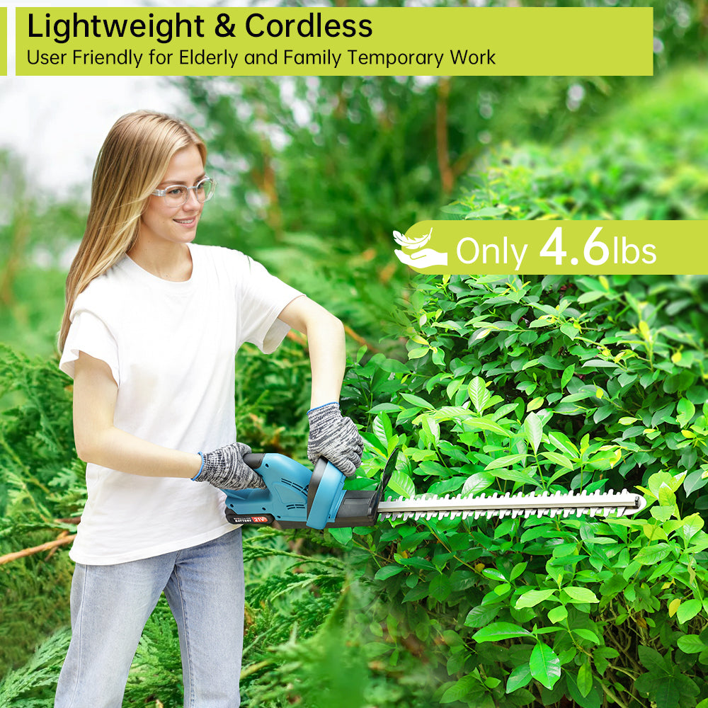 20'' Electric Hedge Trimmer Cordless Power Hedge Trimmer with 2Battery & Charger