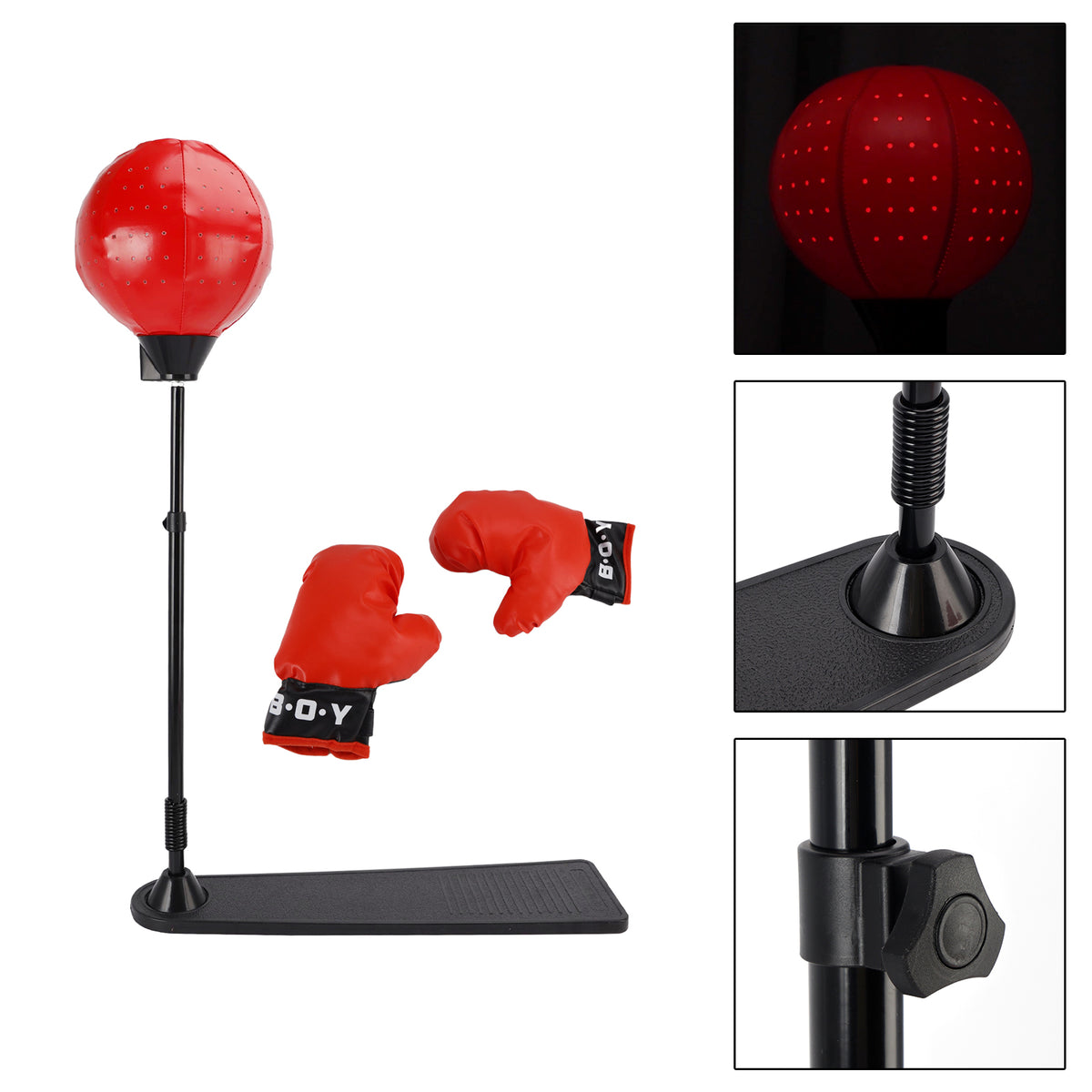 Kid Adjustable Punching Ball Bag Boxing With Light Set 82cm-123cm With Gloves