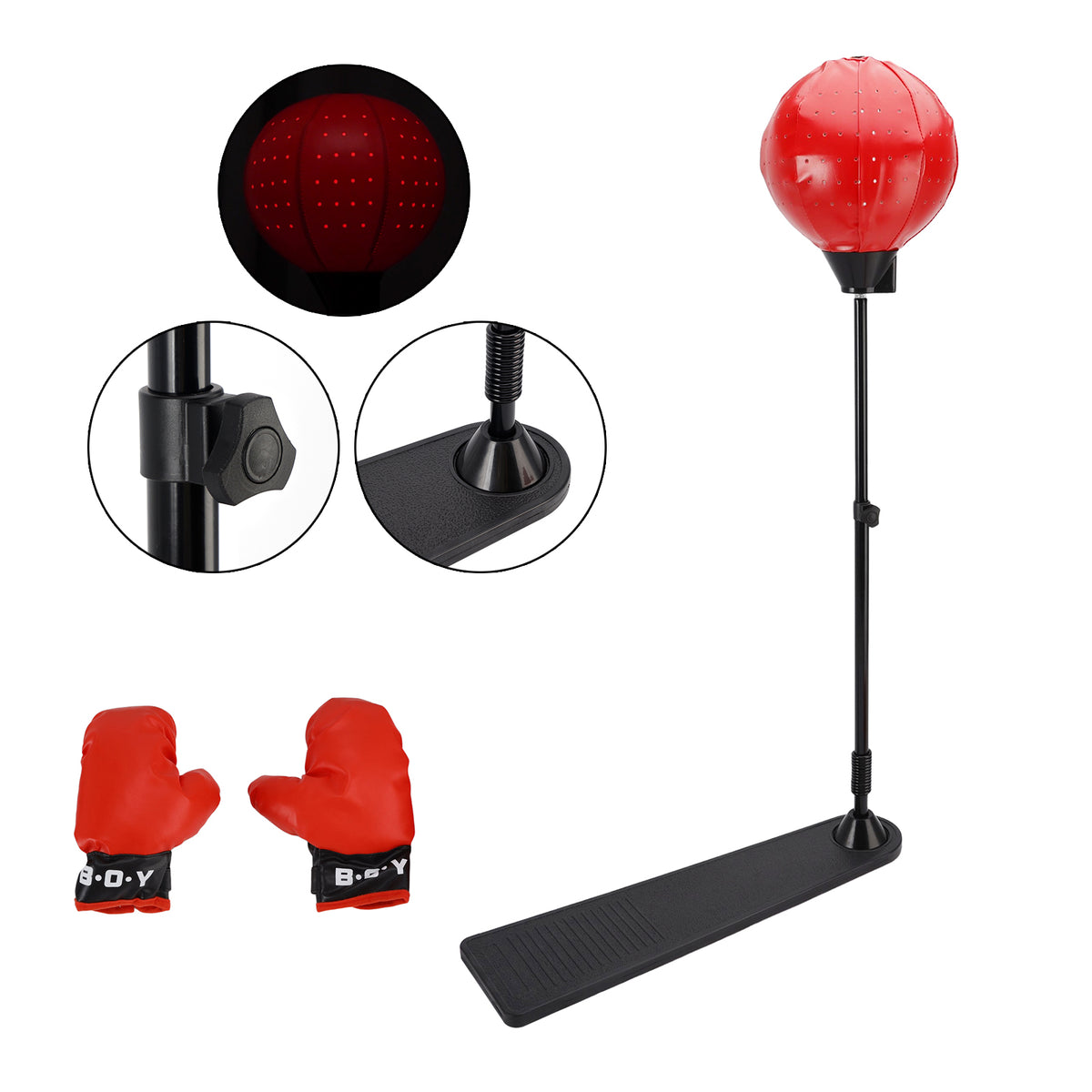 Kid Adjustable Punching Ball Bag Boxing With Light Set 82cm-123cm With Gloves
