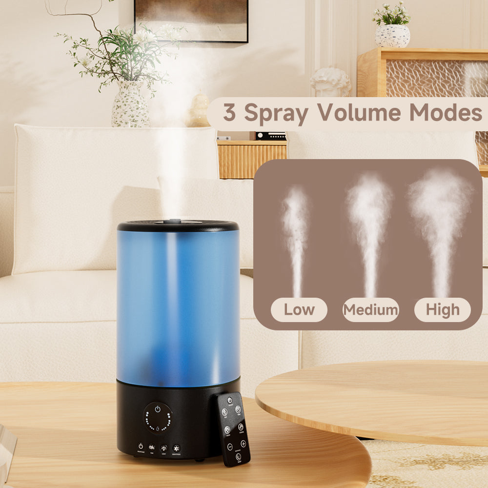Humidifiers for Bedroom, 3.2L Cool Mist Humidifier for Home Plant and Baby Nursery, Quiet Ultrasonic Humidifier with 360° Nozzle and Colorful Gradient Light, Auto Shut-Off