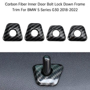 Carbon Fiber Inner Door Bolt Lock Down Frame Trim For BMW 5 Series G30 18-22