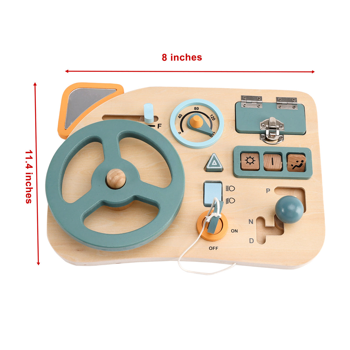 Car Toddler Busy Board – Montessori Busy Boards for Boys & Girls – 10-in-1 Wooden Sensory Board with Steering Wheel
