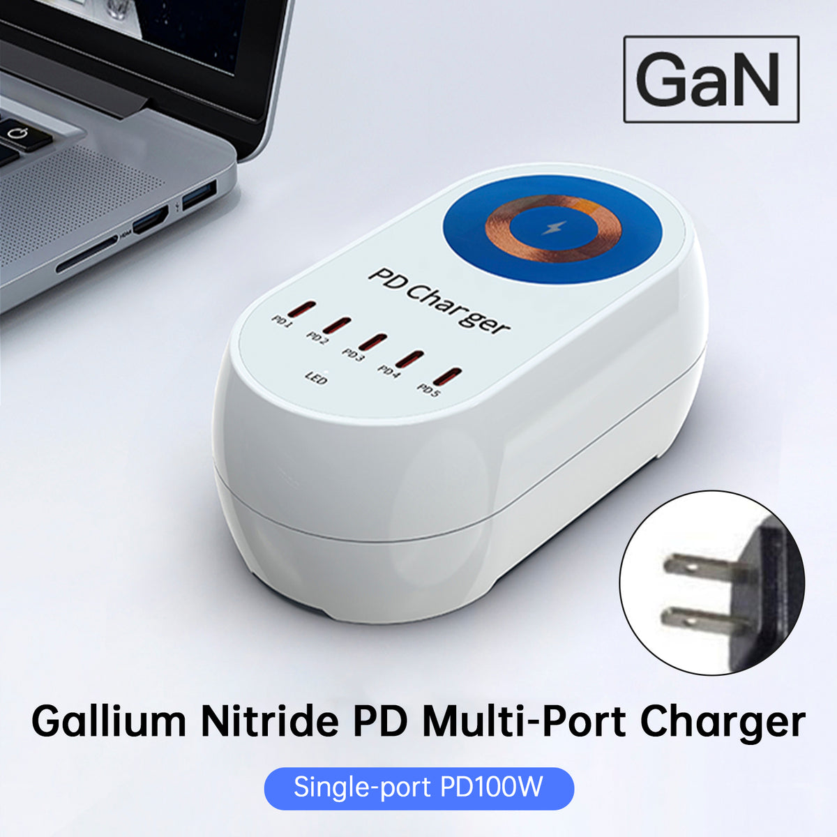 140W PD Multi-Port Charger Magnetic Wireless Fast Charging PD100W Laptop Charger