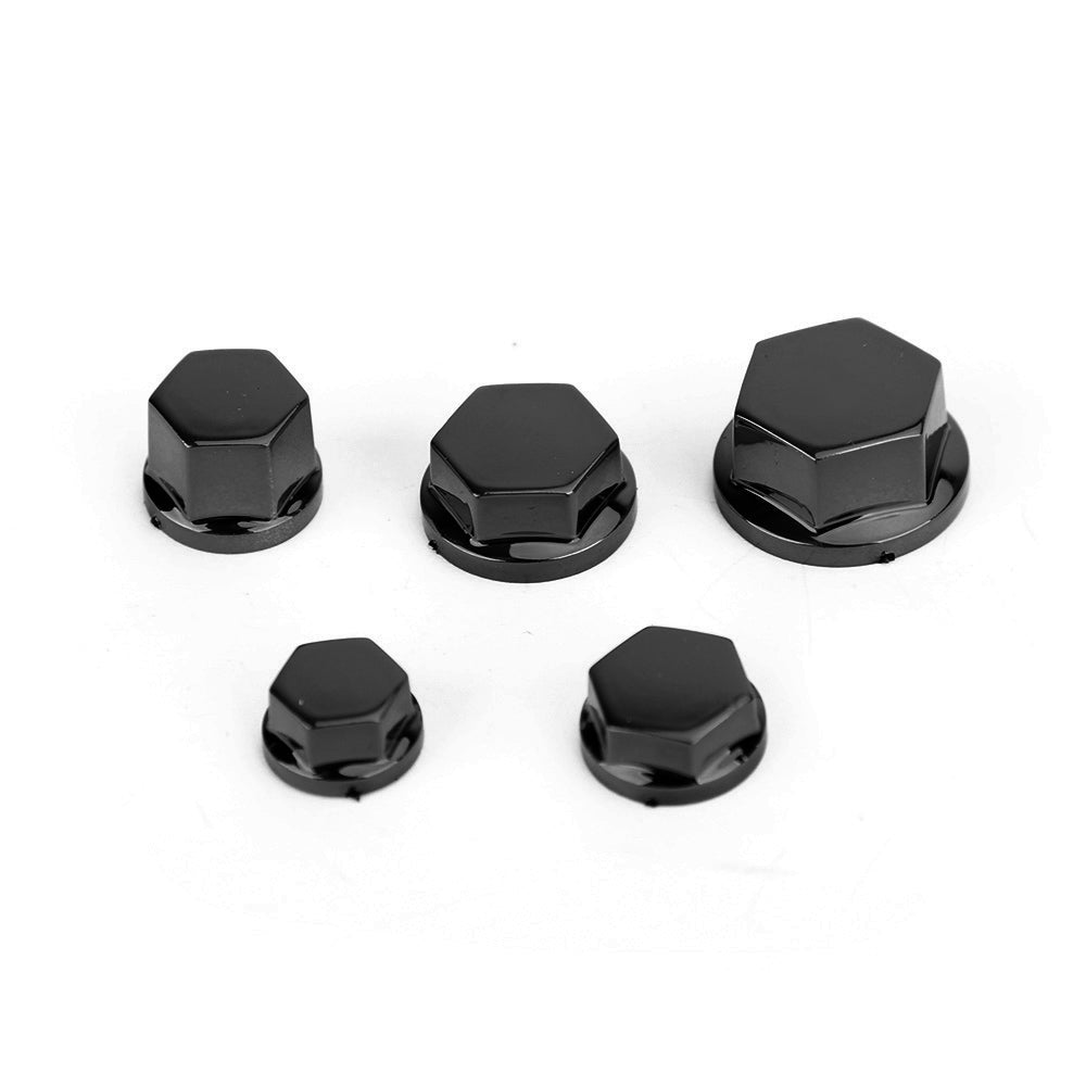 Set 30 Black Motor Engine Water Pump Body Screw Nut Bolts Caps Covers 5 sizes