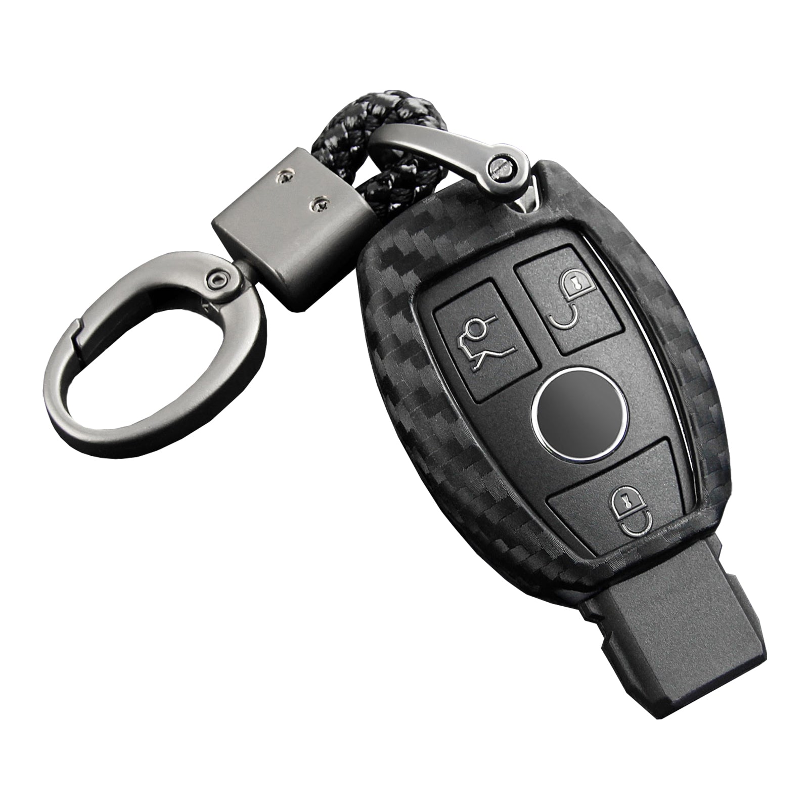 Leather Silicone Car Key Case Cover With Buckle For Mercedes-Benz
