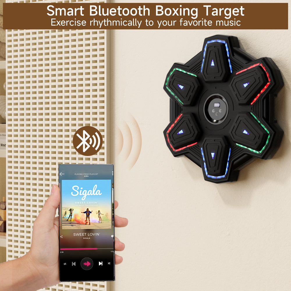 Colorful LED Music Punching Machine with Gloves – Bluetooth Boxing Trainer