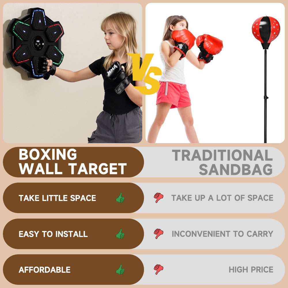 Colorful LED Music Punching Machine with Gloves – Bluetooth Boxing Trainer