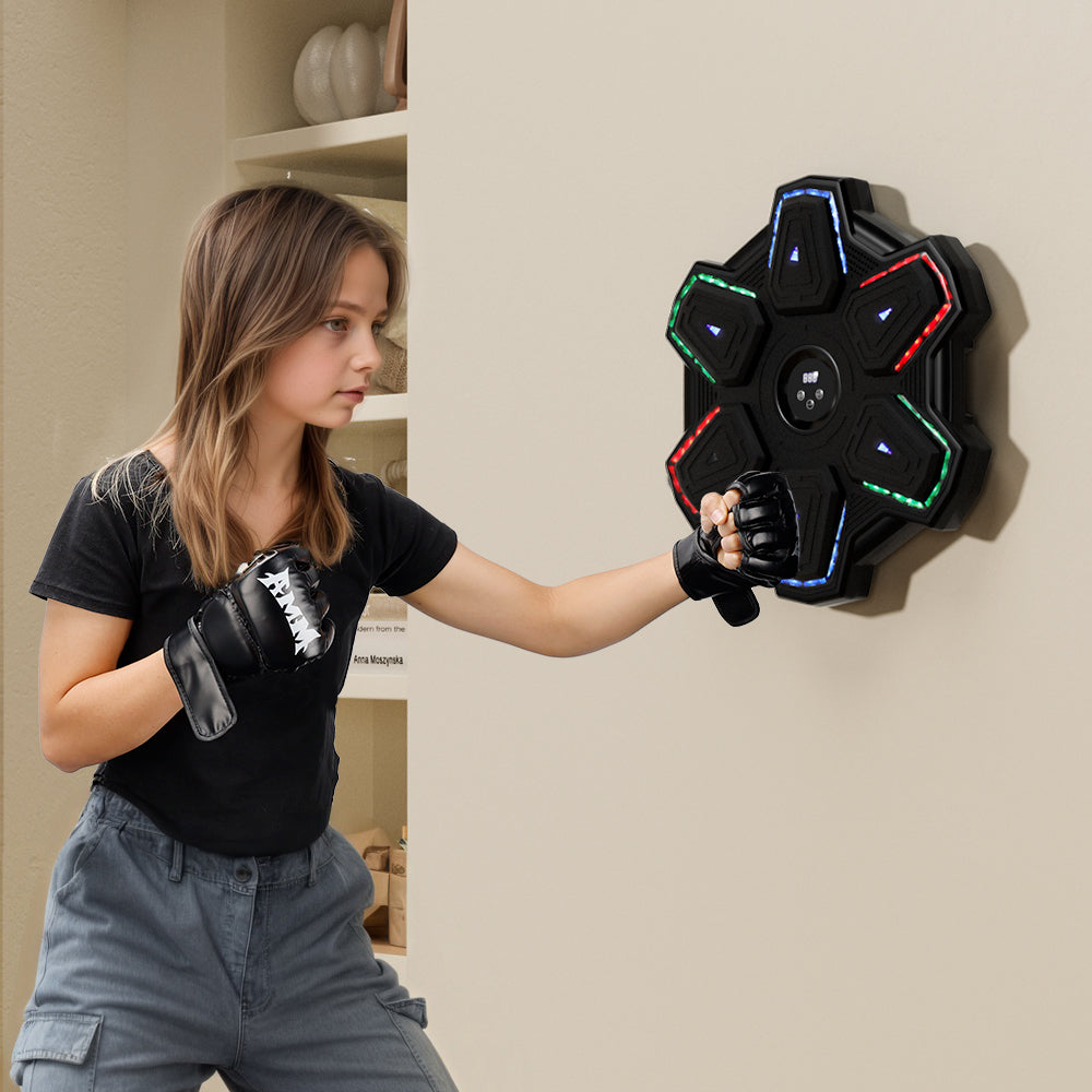 Colorful LED Music Punching Machine with Gloves – Bluetooth Boxing Trainer