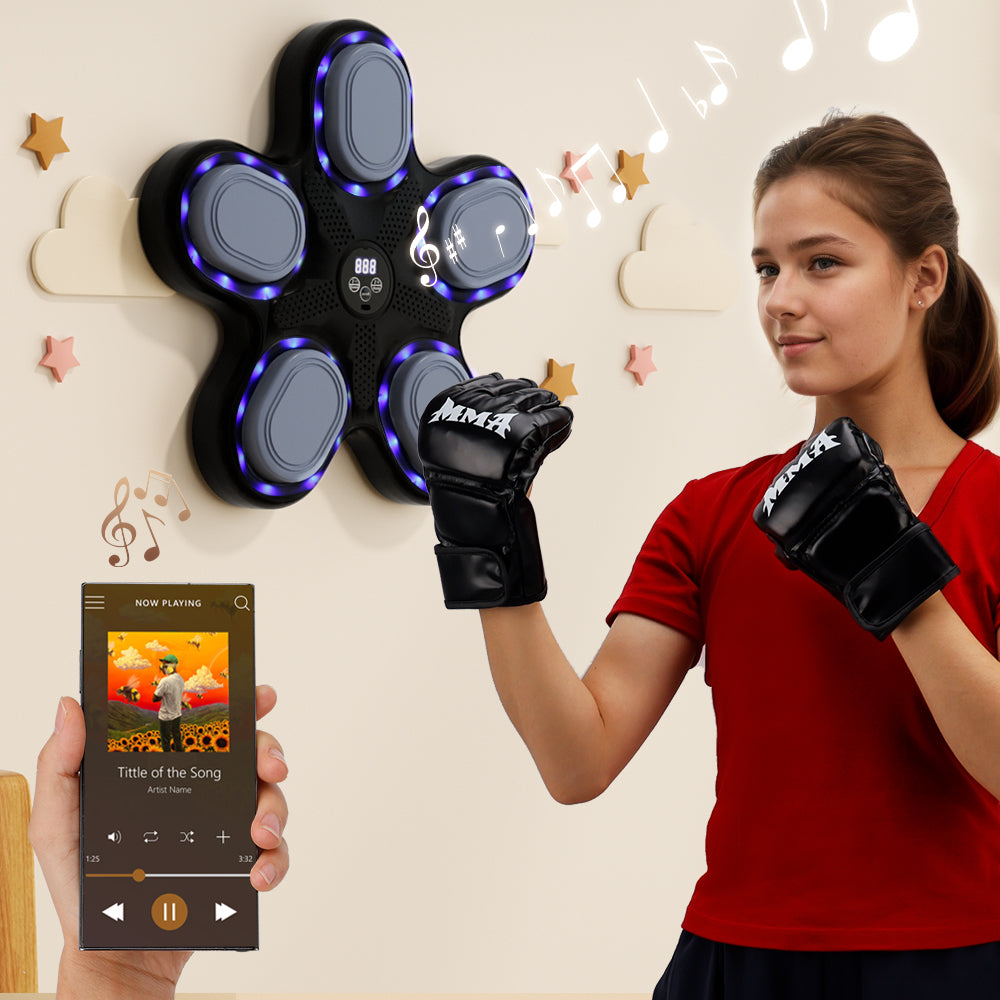 Music Boxing Machine with Boxing Gloves – Wall-Mounted Smart Boxing Trainer