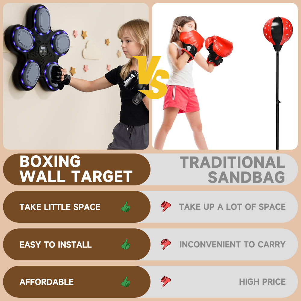 Music Boxing Machine with Boxing Gloves – Wall-Mounted Smart Boxing Trainer