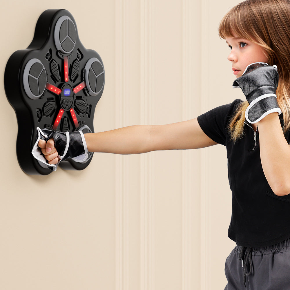 Music Boxing Machine for Kids – Wall-Mounted Bluetooth Smart Boxing Trainer with Workout Gloves