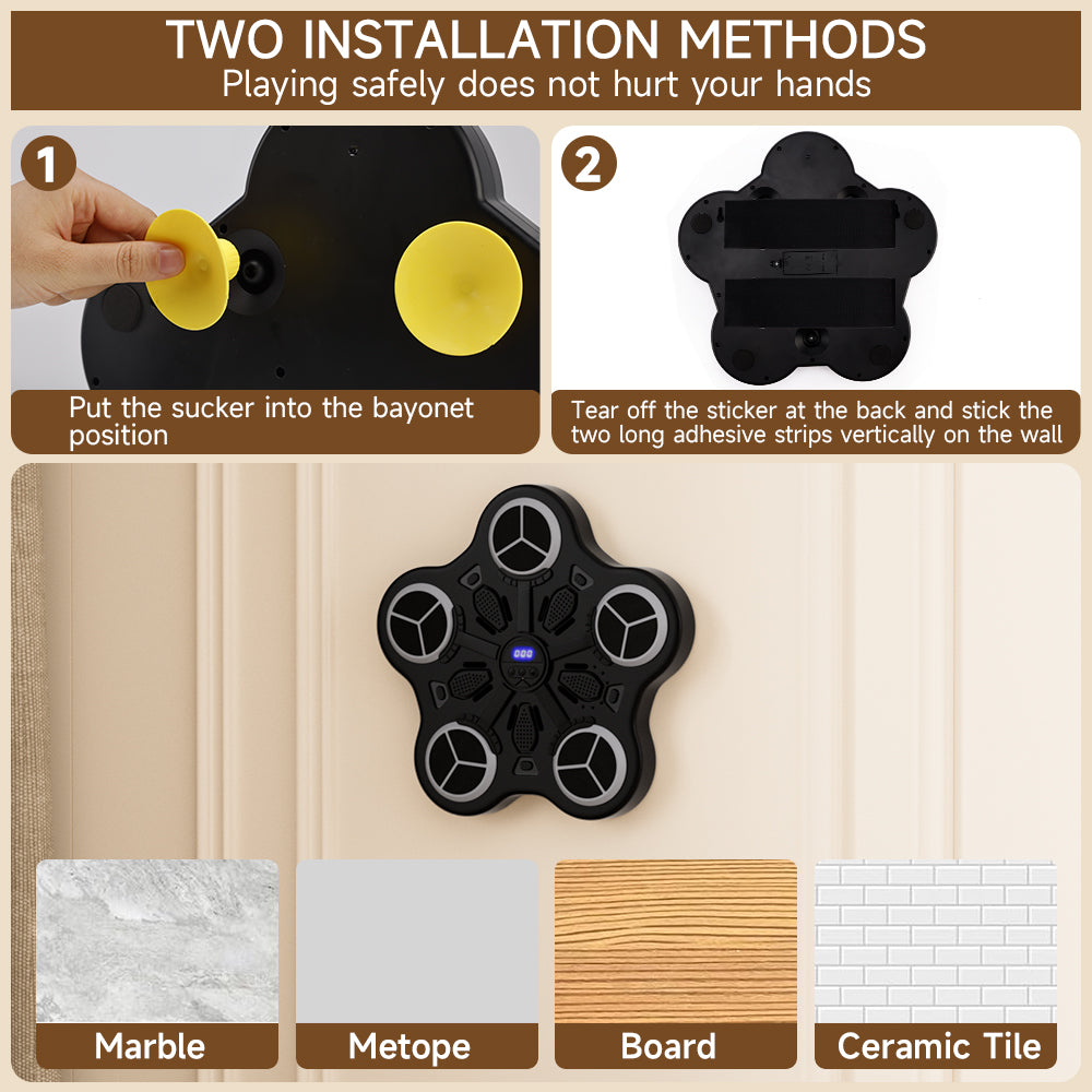 Music Boxing Machine for Kids – Wall-Mounted Bluetooth Smart Boxing Trainer with Workout Gloves