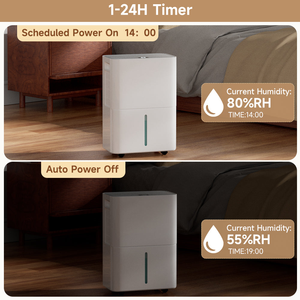 2500 Sq. ft Dehumidifier for Basement and Large Room, 26 Pints Dehumidifiers for Home with Drain Hose, Intelligent Humidity Control, 3 Modes, 24H Timer, Ideal for RV, Bathroom, Bedroom