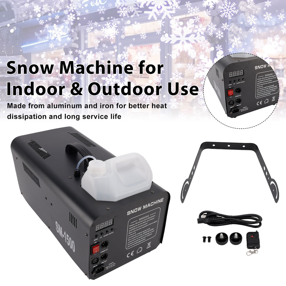 1500W Snow Machine with Wired Remote – Snowflake Maker for Christmas
