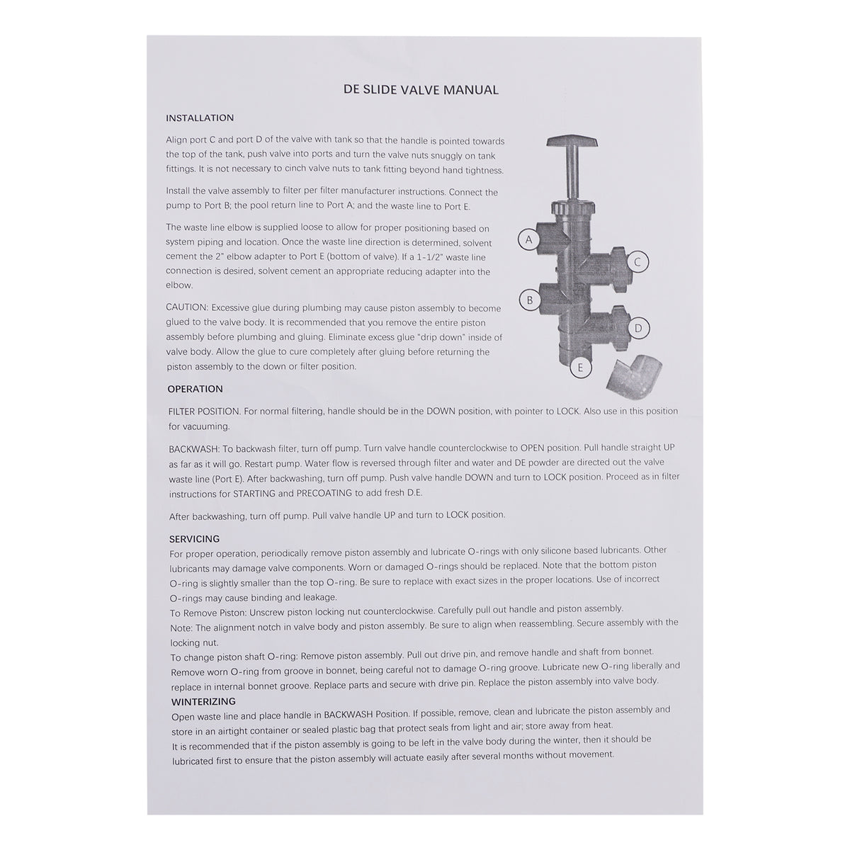 SP0410X502S 2" Slide Valve Assembly for Hayward Pro-Grid/Micro-Clear D.E.Filters