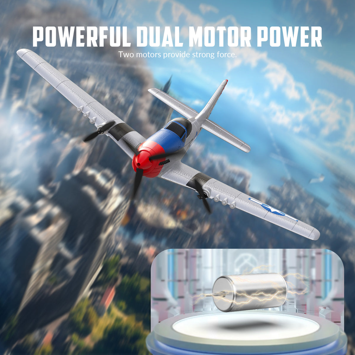 RC P51 2.4GHz 3CH Airplane Fixed Wing Coreless Motor With Gyro System Kid Toy