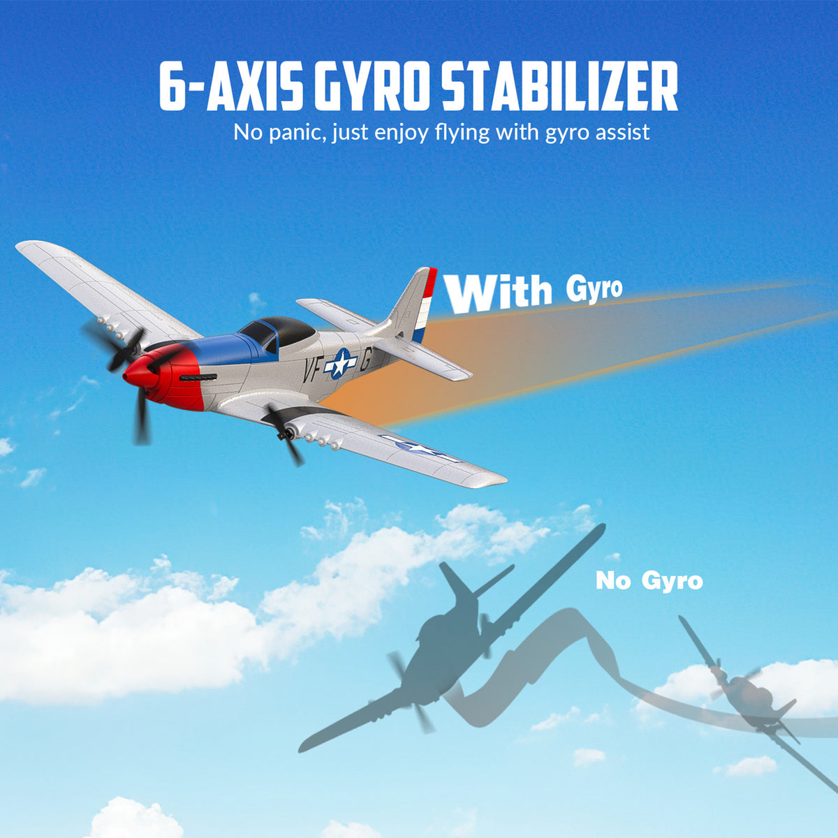RC P51 2.4GHz 3CH Airplane Fixed Wing Coreless Motor With Gyro System Kid Toy