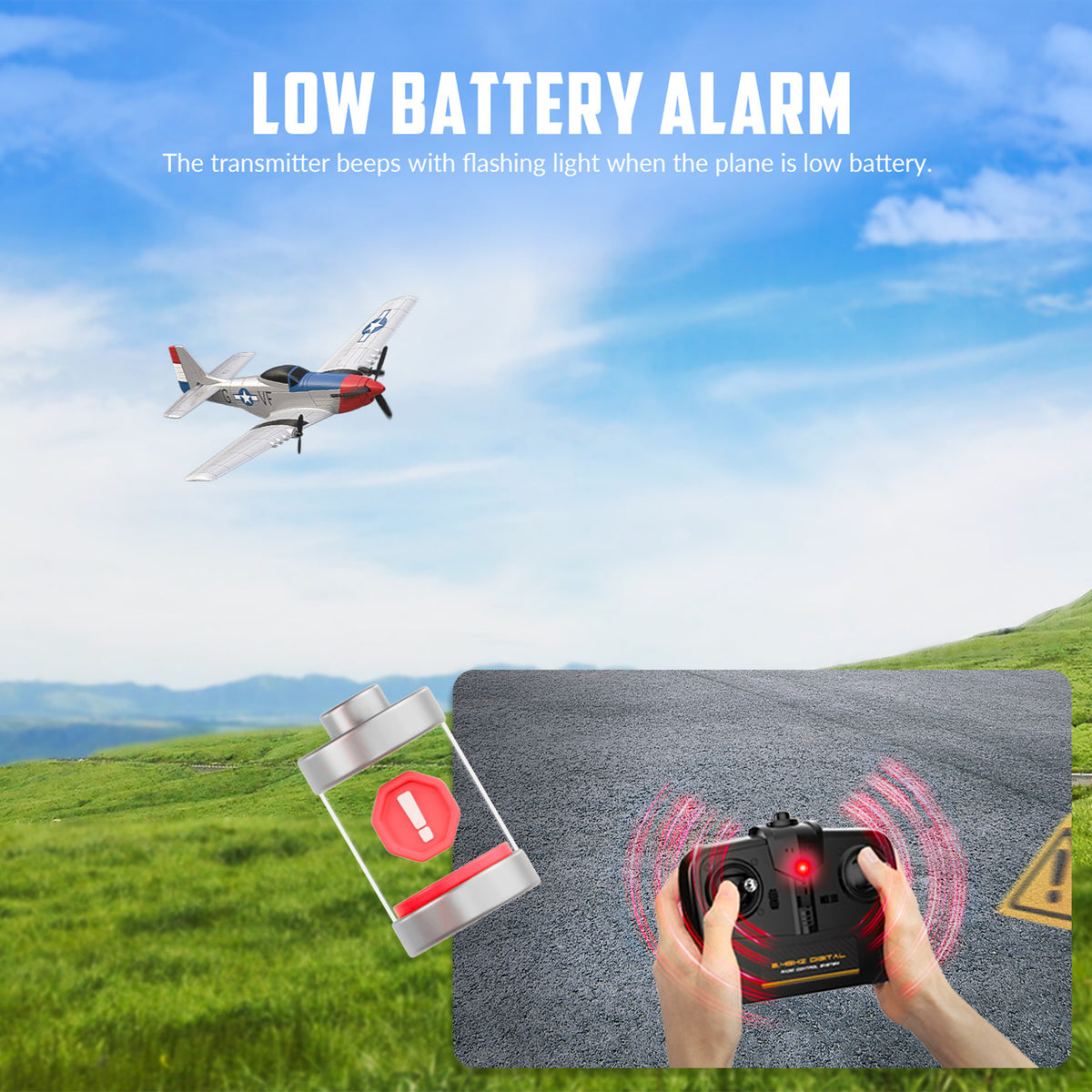 RC P51 2.4GHz 3CH Airplane Fixed Wing Coreless Motor With Gyro System Kid Toy