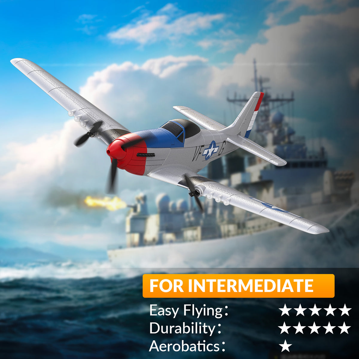 RC P51 2.4GHz 3CH Airplane Fixed Wing Coreless Motor With Gyro System Kid Toy