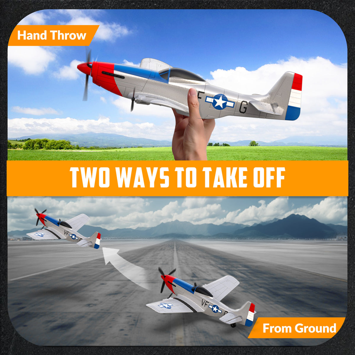 RC P51 2.4GHz 3CH Airplane Fixed Wing Coreless Motor With Gyro System Kid Toy