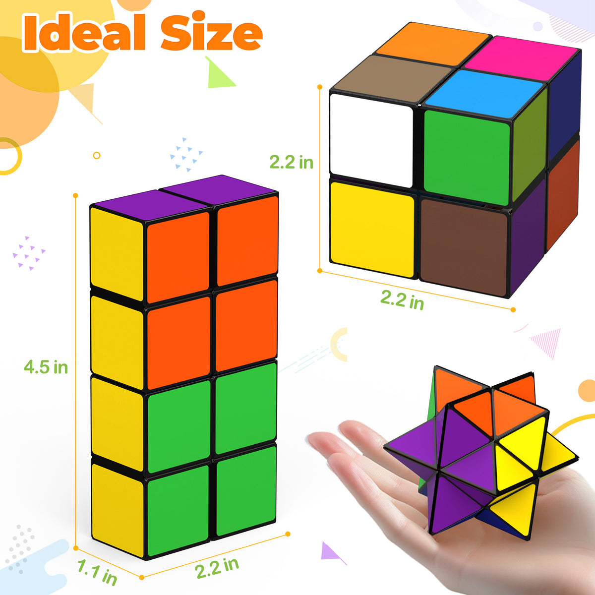 2 In 1 Multicoloured Star Cube Magic Cube Set For Kid And Adult Toy Ages 8-12