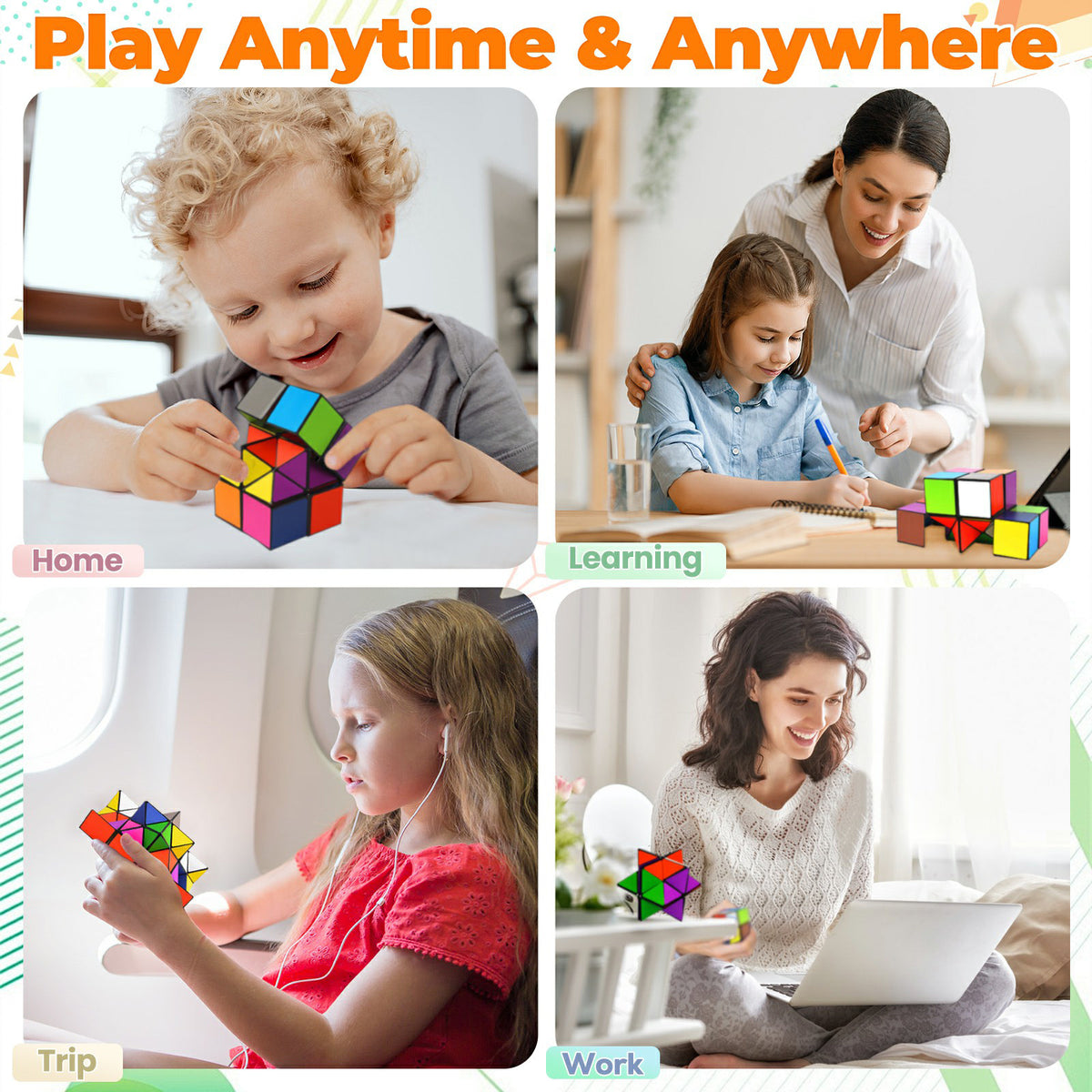 2 In 1 Multicoloured Star Cube Magic Cube Set For Kid And Adult Toy Ages 8-12