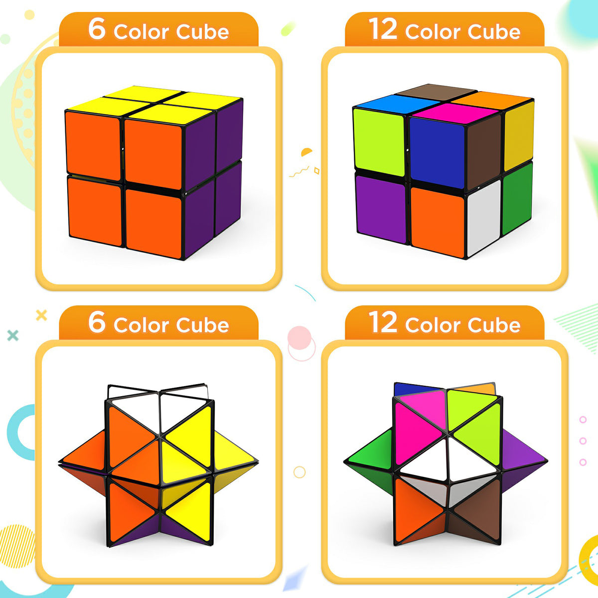2 In 1 Multicoloured Star Cube Magic Cube Set For Kid And Adult Toy Ages 8-12