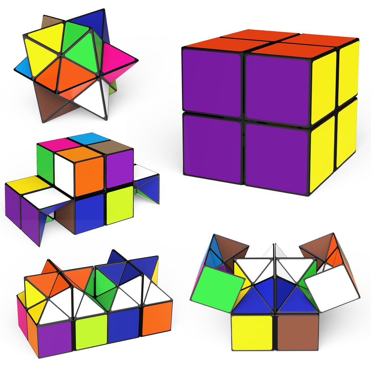 2 In 1 Multicoloured Star Cube Magic Cube Set For Kid And Adult Toy Ages 8-12