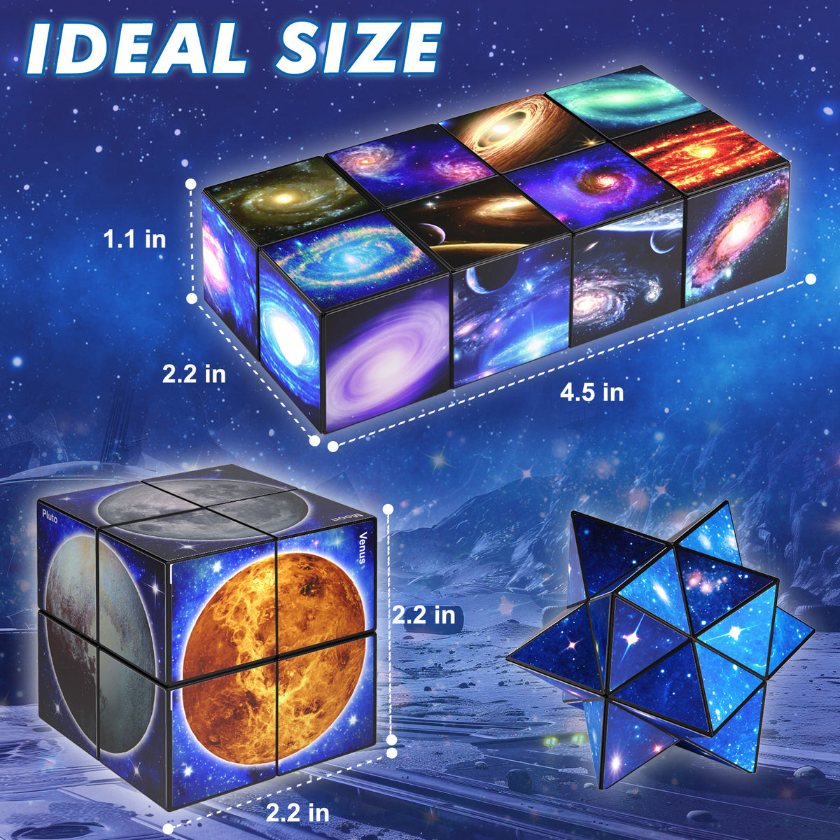 2 In 1 Earth Style Star Cube Magic Cube Set For Kid And Adult Toy Ages 8-12