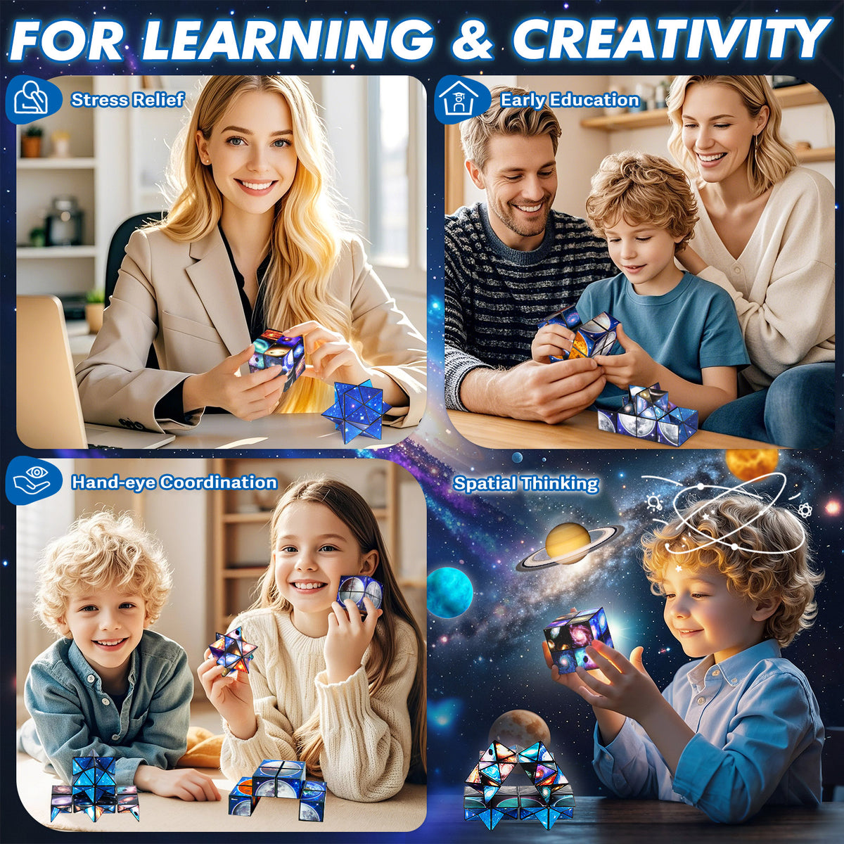 2 In 1 Earth Style Star Cube Magic Cube Set For Kid And Adult Toy Ages 8-12