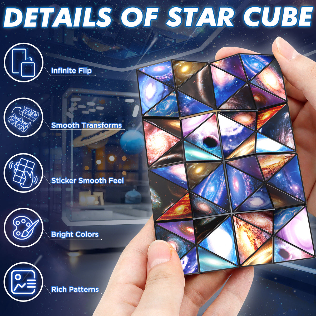 2 In 1 Earth Style Star Cube Magic Cube Set For Kid And Adult Toy Ages 8-12