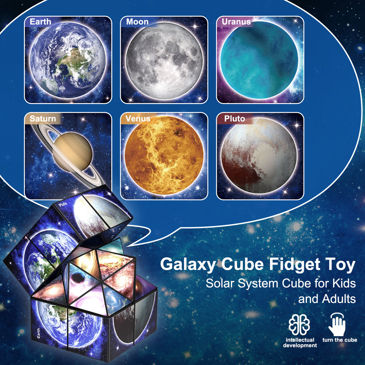 2 In 1 Earth Style Star Cube Magic Cube Set For Kid And Adult Toy Ages 8-12