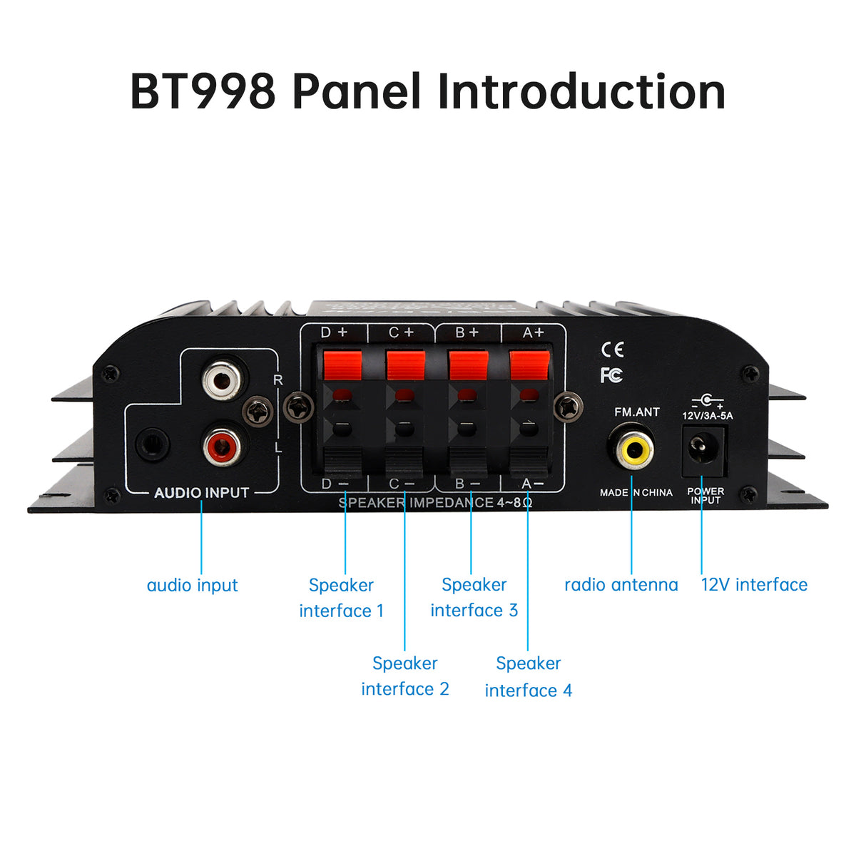 3 in 1 720W 4CH High-Power Mini Sm Amplifier Home Car 12V 220V Hifi Bluetooth