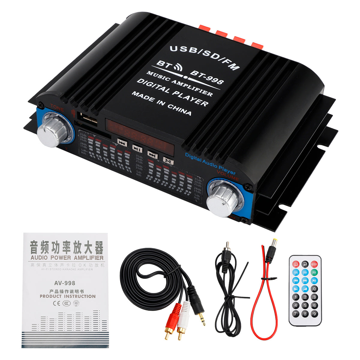 3 in 1 720W 4CH High-Power Mini Sm Amplifier Home Car 12V 220V Hifi Bluetooth