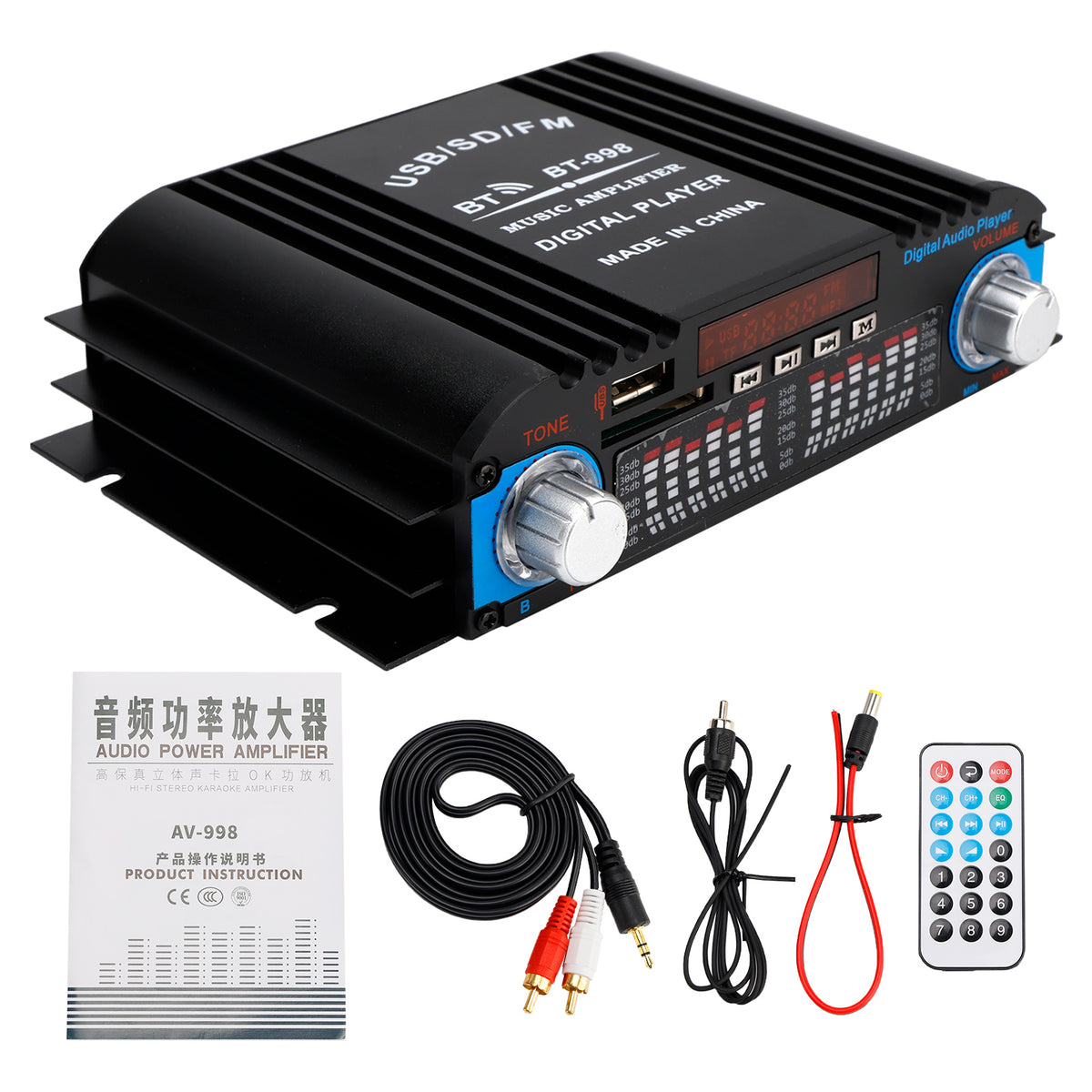 3 in 1 720W 4CH High-Power Mini Sm Amplifier Home Car 12V 220V Hifi Bluetooth